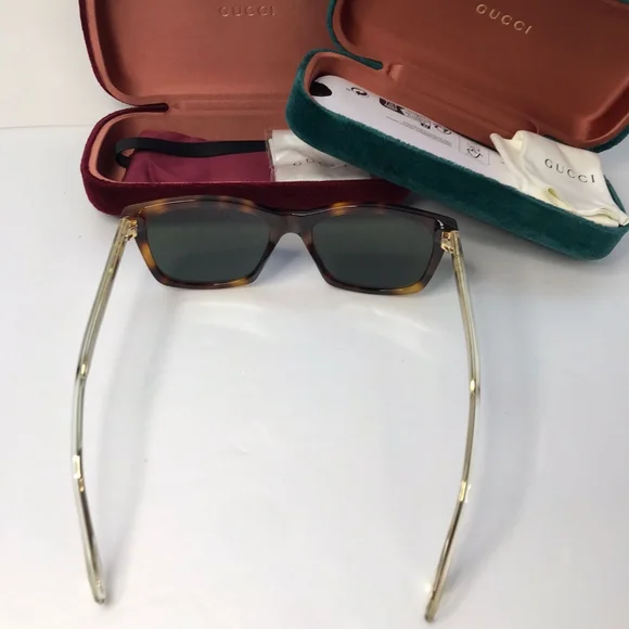 New - 💯 originalGucci Green Rectangular Men's Sunglasses GG0558S 003